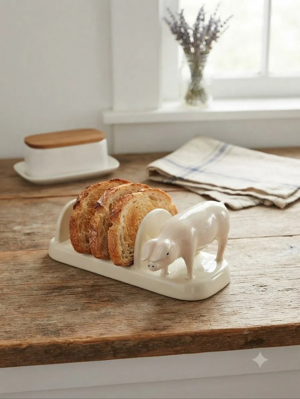 Quail Ceramics Pig Toast Rack Farmhouse Kitchen Table Decor Ceramic Cottagecore